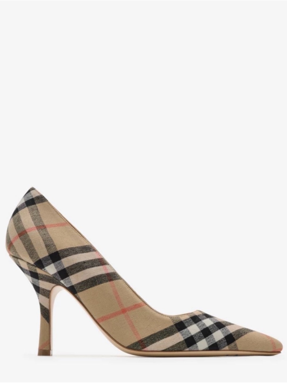 Burberry Nova Check Pointed Toe Pump in Beige and Black